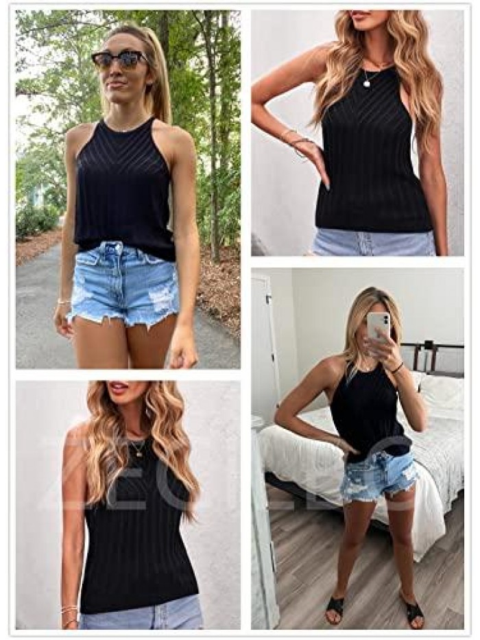 Womens Fashion Casual Tanks Summer Sexy V Neck Sleeveless Shirts Color Block Blouses Loose Cute Camis Tops 