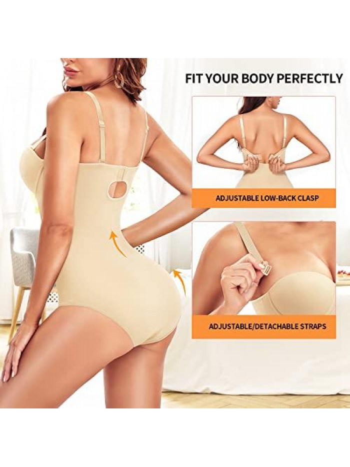 Body Shaper for Women Tummy Control Shapewear Bodysuit Waist Trainer Faja One Piece Built-In Bra Jumpsuit Tops 