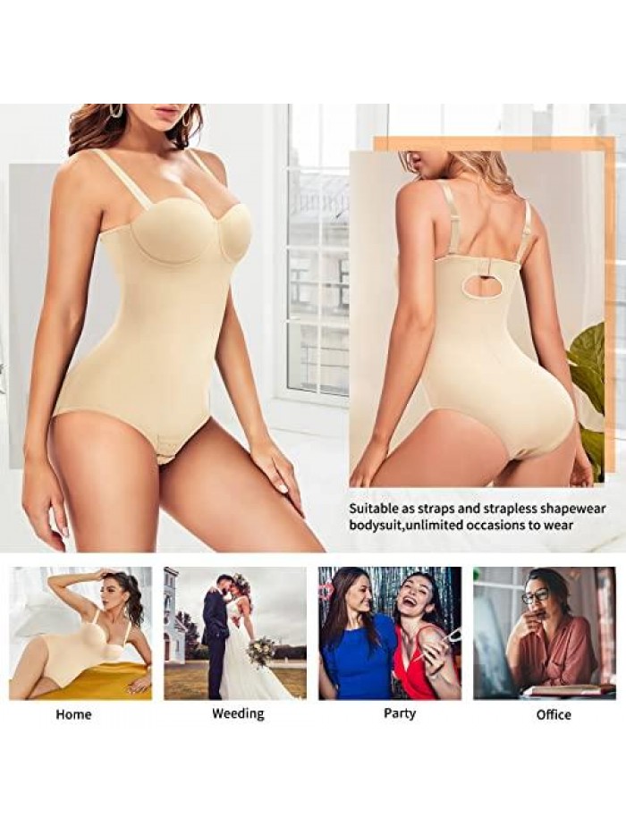 Body Shaper for Women Tummy Control Shapewear Bodysuit Waist Trainer Faja One Piece Built-In Bra Jumpsuit Tops 