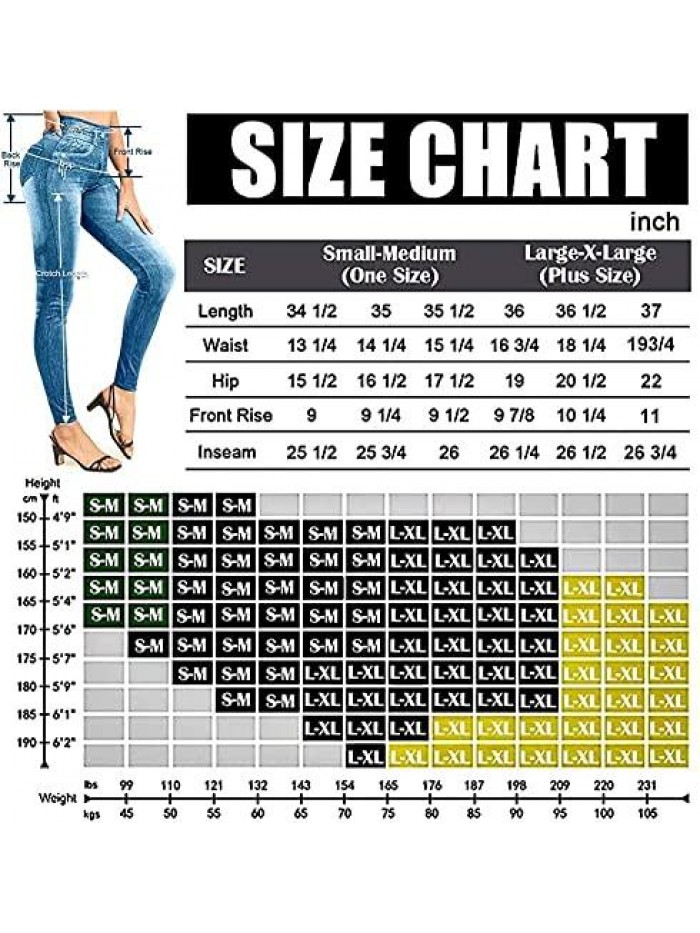 Jeggings for Women-High Waisted Denim Jean Leggings with Pockets Soft Stretch Tummy Control Pants 