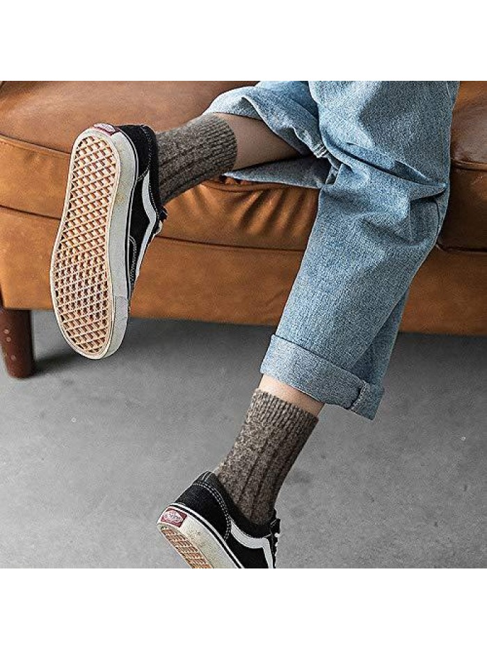 of 5 Womens Winter Socks Warm Thick Knit Wool Soft Vintage Casual Crew Socks Gifts 