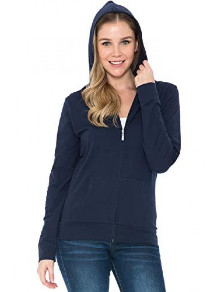 JOEAH Women's Hoodie Jacket - Full Zip Up Slim Fit Hooded Top Lightweight Stretch Active Yoga Workout Sweatshirt Pullover 