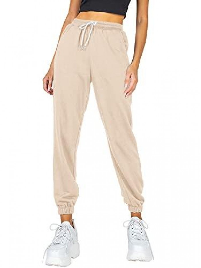 Women's Cinch Bottom Sweatpants High Waisted Athletic Joggers Lounge Pants with Pockets 