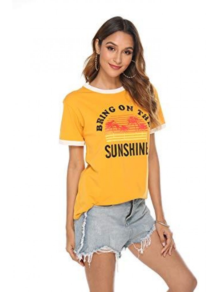 Bring On The Sunshine Graphic Long Sleeves Tees Blouses for Women Tops Sweaters for Women 