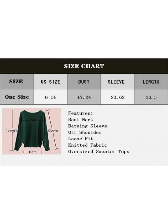 Lightweight Oversized Sweaters Tops Batwing Sleeves Knitted Dolman Pullovers 