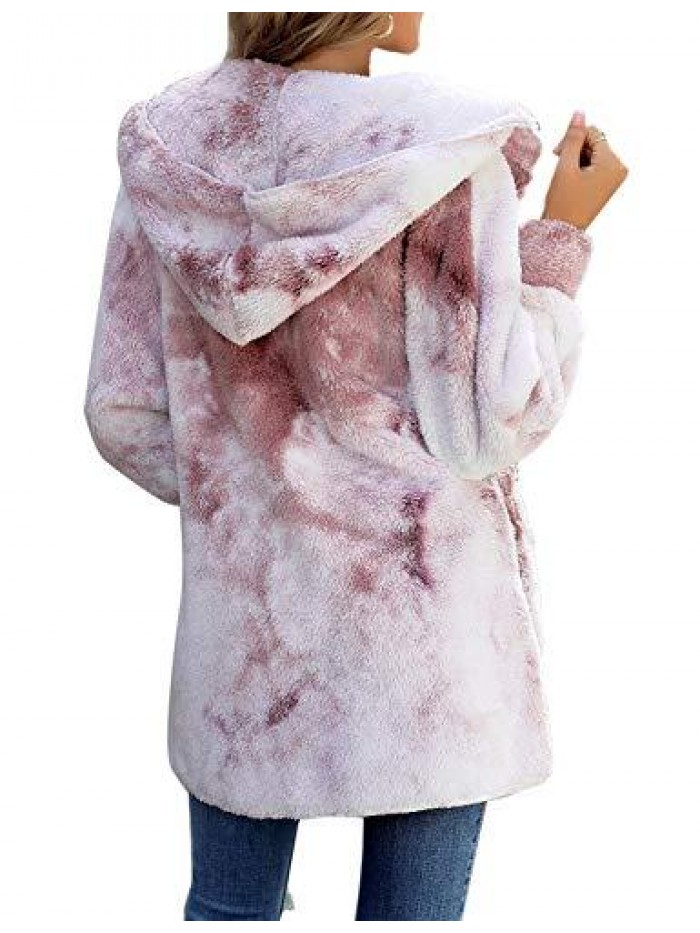 Women's Oversized Open Front Hooded Draped Pockets Cardigan Coat 