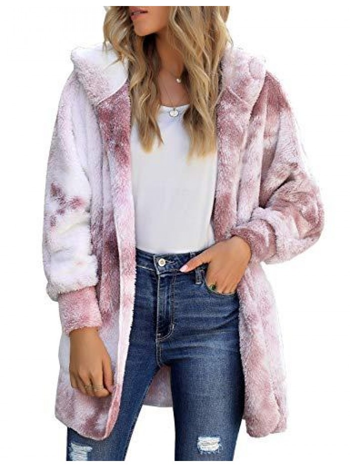 Women's Oversized Open Front Hooded Draped Pockets Cardigan Coat 