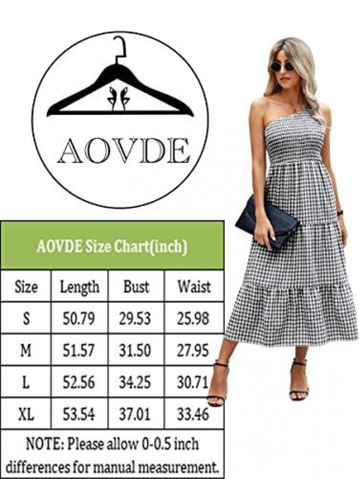 Womens Summer Dress One Shoulder Plaid Dress Elegant Party Ruffled Flowy Dress 