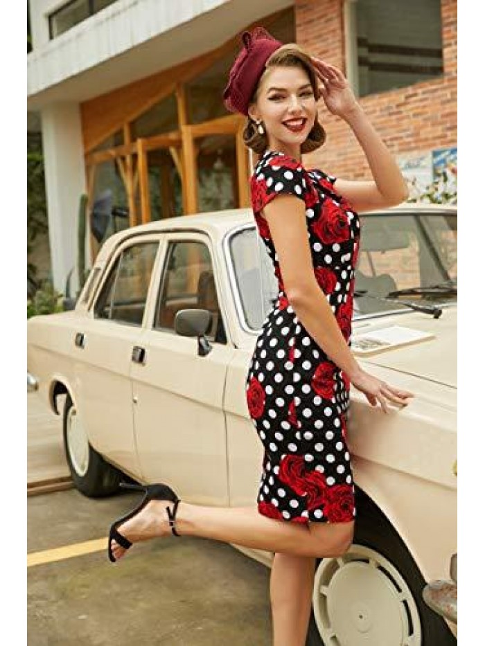 KARIN Women's 50s Vintage Pencil Dress Cap Sleeve Wiggle Dress CL7597 