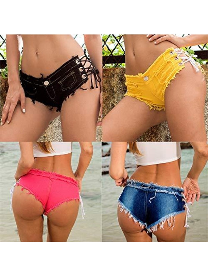 Sexy Super Hot Mini Shorts Bandage Button Cut Off Low Waist Denim Jeans Shorts Mini Hot Pants 