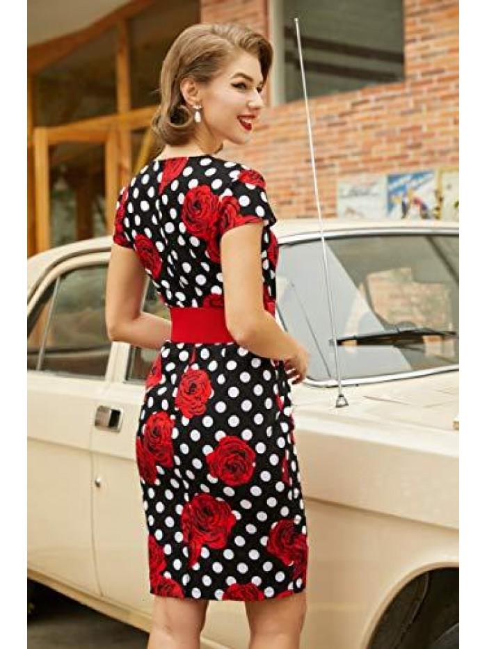 KARIN Women's 50s Vintage Pencil Dress Cap Sleeve Wiggle Dress CL7597 