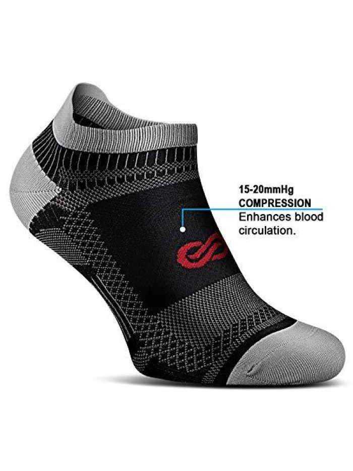 Ankle Compression Sock for Men and Women 2/4/6 Pairs, Low Cut Compression Running Sock with Ankle Support 