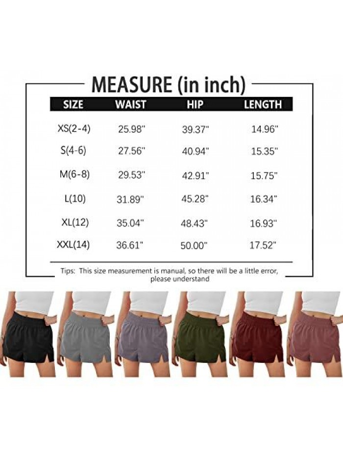 Womens Athletic Shorts High Waisted Running Shorts Casual Summer Workout Shorts Gym Elastic Sporty Shorts 