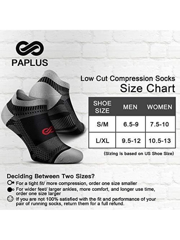 Ankle Compression Sock for Men and Women 2/4/6 Pairs, Low Cut Compression Running Sock with Ankle Support 