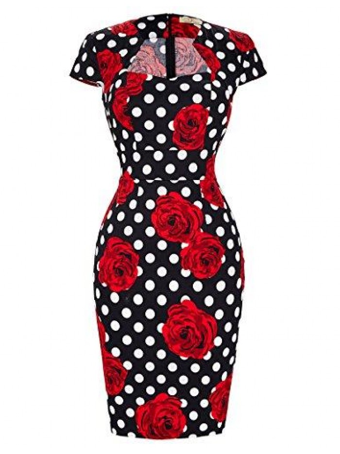 KARIN Women's 50s Vintage Pencil Dress Cap Sleeve Wiggle Dress CL7597 