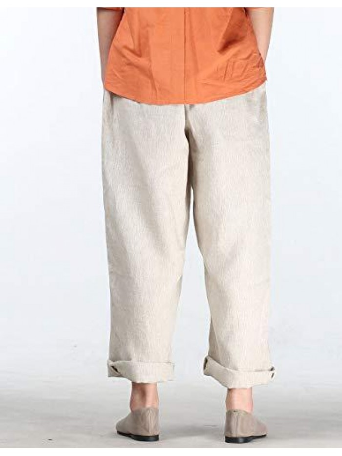 Women's Casual Cotton Linen Pant w/Unique Pockets 