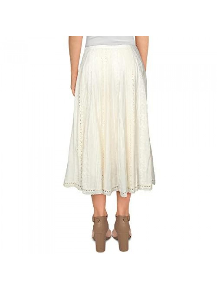 Ralph Lauren Womens Crinkle Eyelet Midi Skirt 