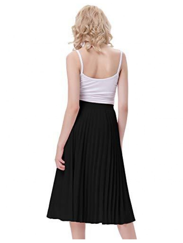 Kasin Women's High Waist Pleated A-Line Swing Skirt KK659 