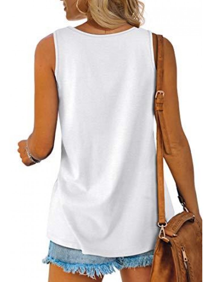 Womens Tank Tops Sleeveless Scoop Neck Loose Fit Summer Clothes 