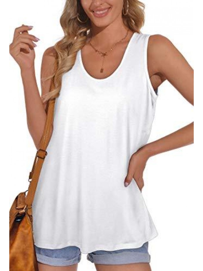 Womens Tank Tops Sleeveless Scoop Neck Loose Fit Summer Clothes 