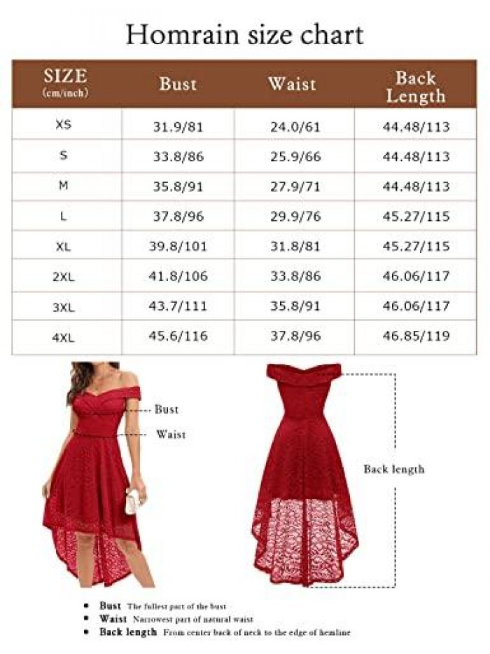 Women's Elegant Lace Floral Dress for Wedding Guest Off The Shoulder High Low Dresses for Cocktail for Party 