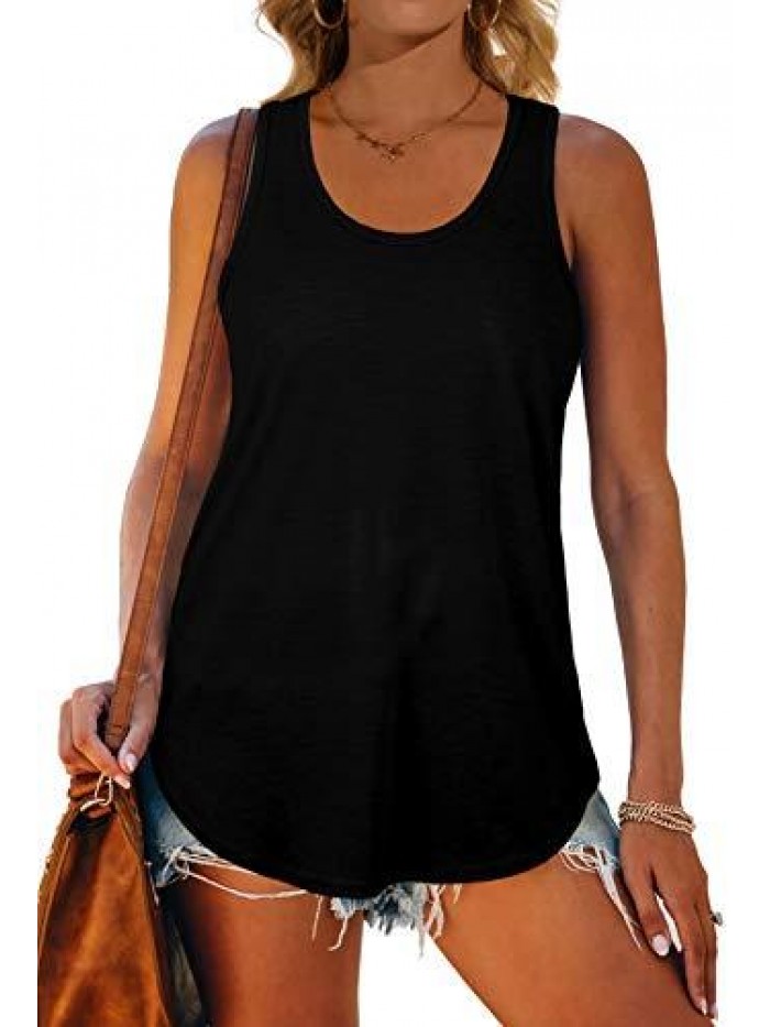 Womens Racerback Tank Tops Loose Fit Causal Summer U Neck 