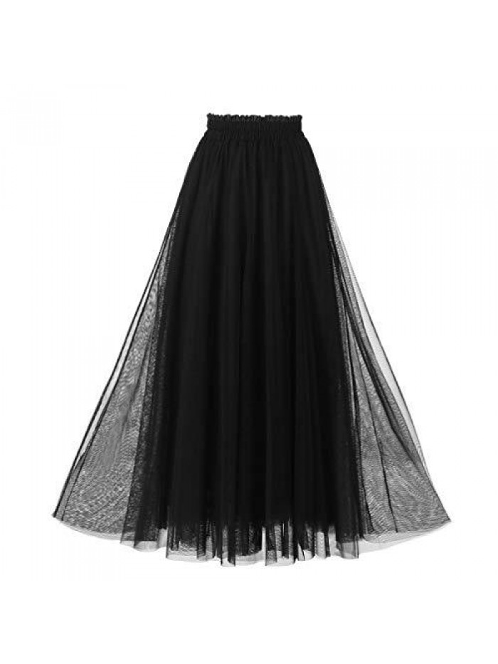 Women's A Line Tulle Party Evening Tutu Skirts Tea Length 