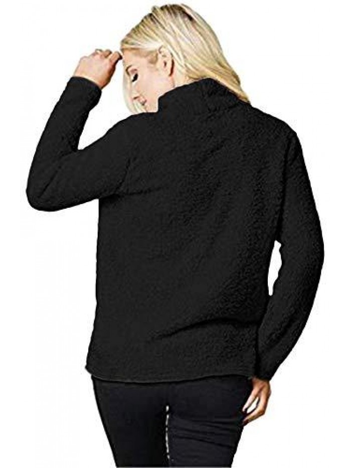 Sherpa Pullover Sweaters for Women Winter Warm Tunic Tops Sweatshirts 