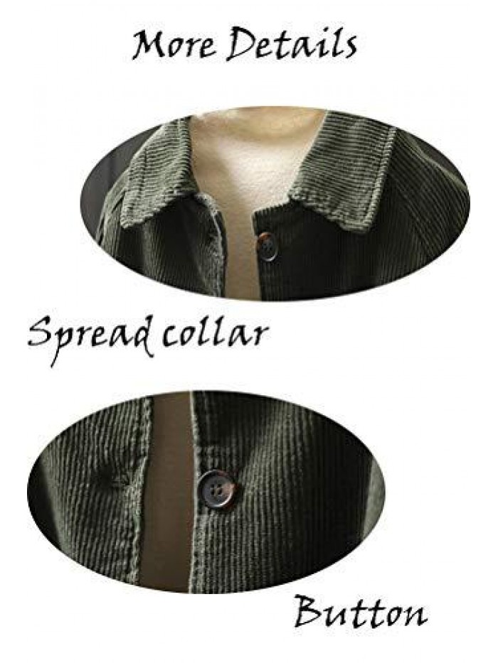 Women's Corduroy Jackets Long Sleeve Coats Button Down Outwear Tops with Pockets 