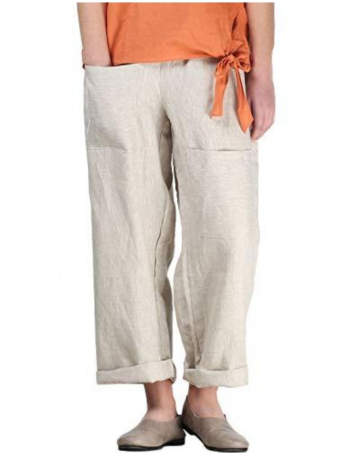 Women's Casual Cotton Linen Pant w/Unique Pockets 