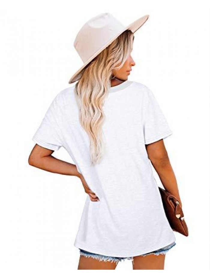 Summer Tops for Women Crewneck Loose Fit Soft 