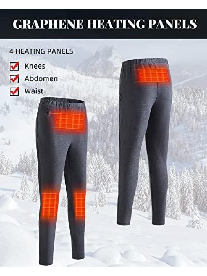 Women's Heated Shirt Thermal Underwear with 5V Battery Pack, Winter Warm Base Layer Top & Bottom Set Long Johns 