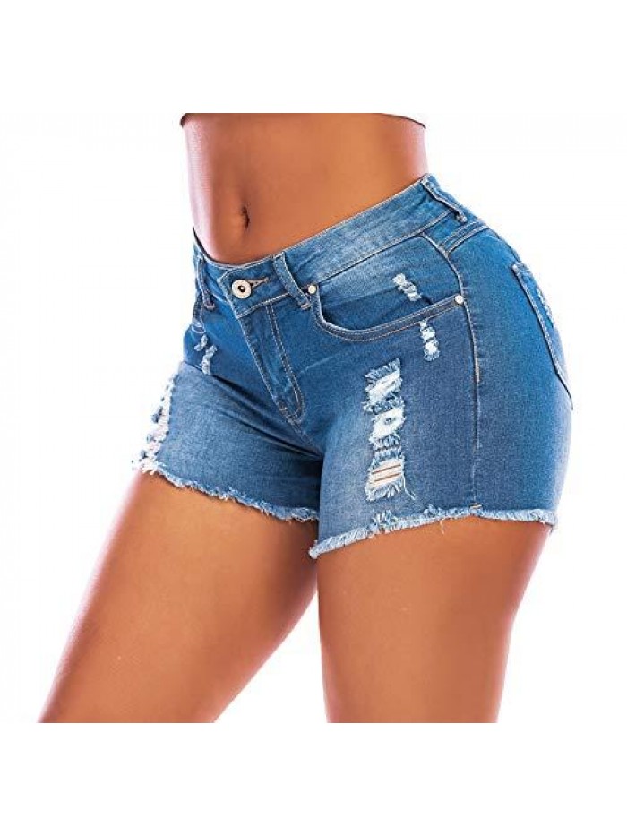 Womens Denim Shorts Distressed Ripped Short Jeans for Women 