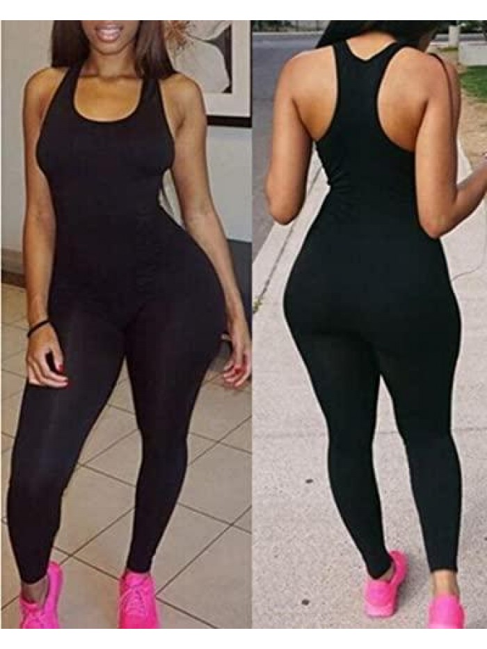 Sexy Bodycon Jumpsuit for Women Tank Top Sleeveless Tight One Piece Jumpsuit Romper Playsuit Bodysuits Long Pants 