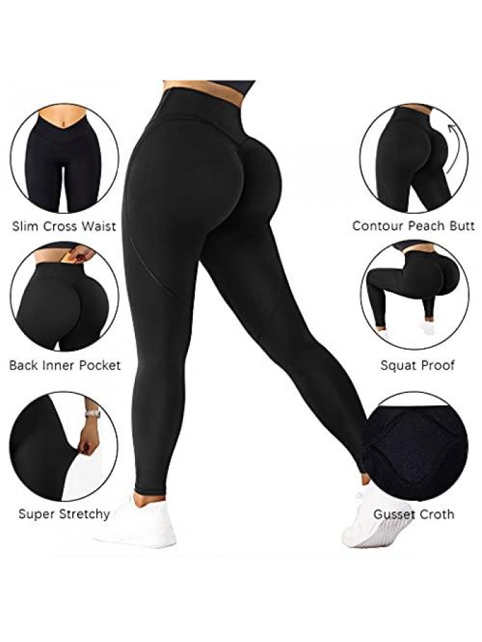 Women Reflective High Waisted Running Leggings with Pockets Yoga Pants 