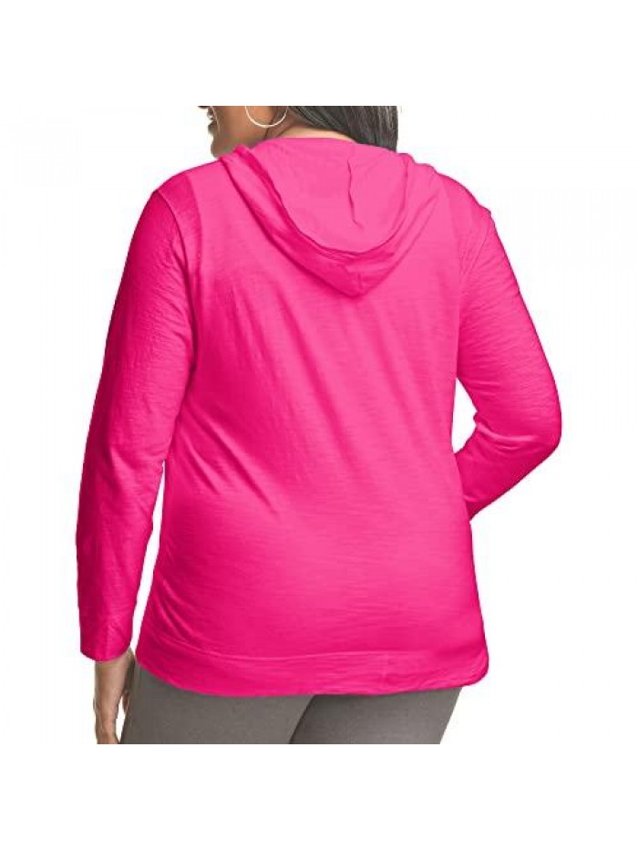 MY SIZE Plus Size Slub-Cotton Full-Zip Lightweight Women's Hoodie 