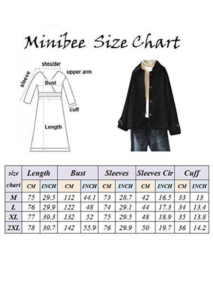 Women's Corduroy Jackets Long Sleeve Coats Button Down Outwear Tops with Pockets 