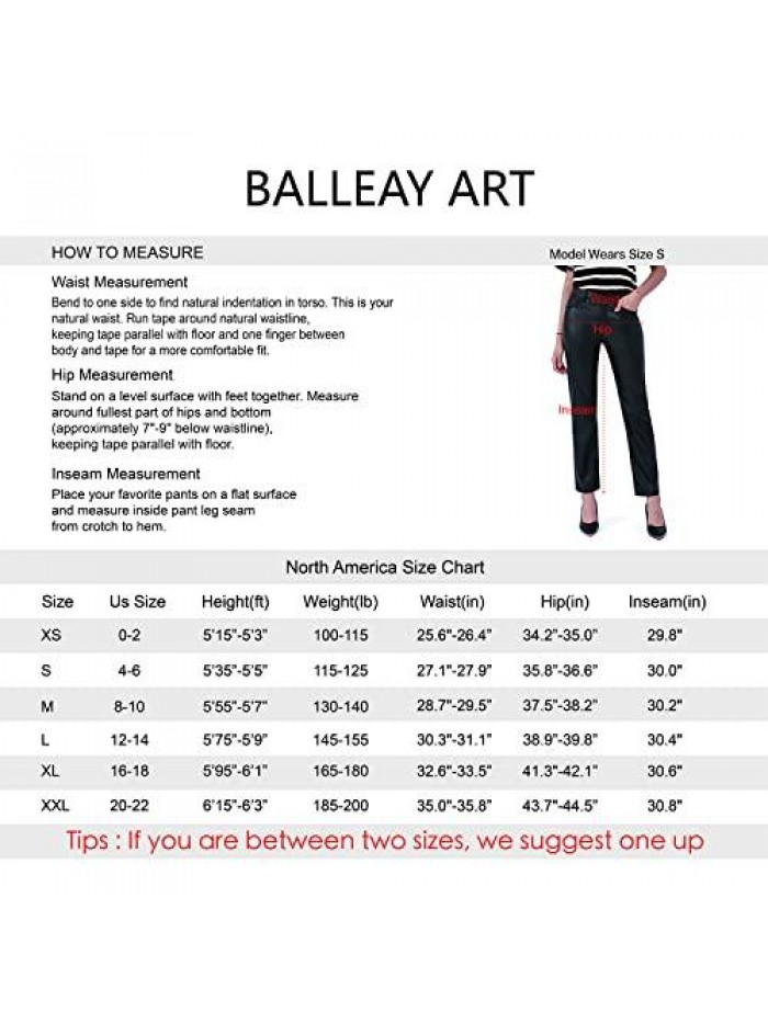 Art Faux Leather Pants for Women, Straight Leg Mid Waist Butt Lift Elastic Black Pants with 5 Pockets 