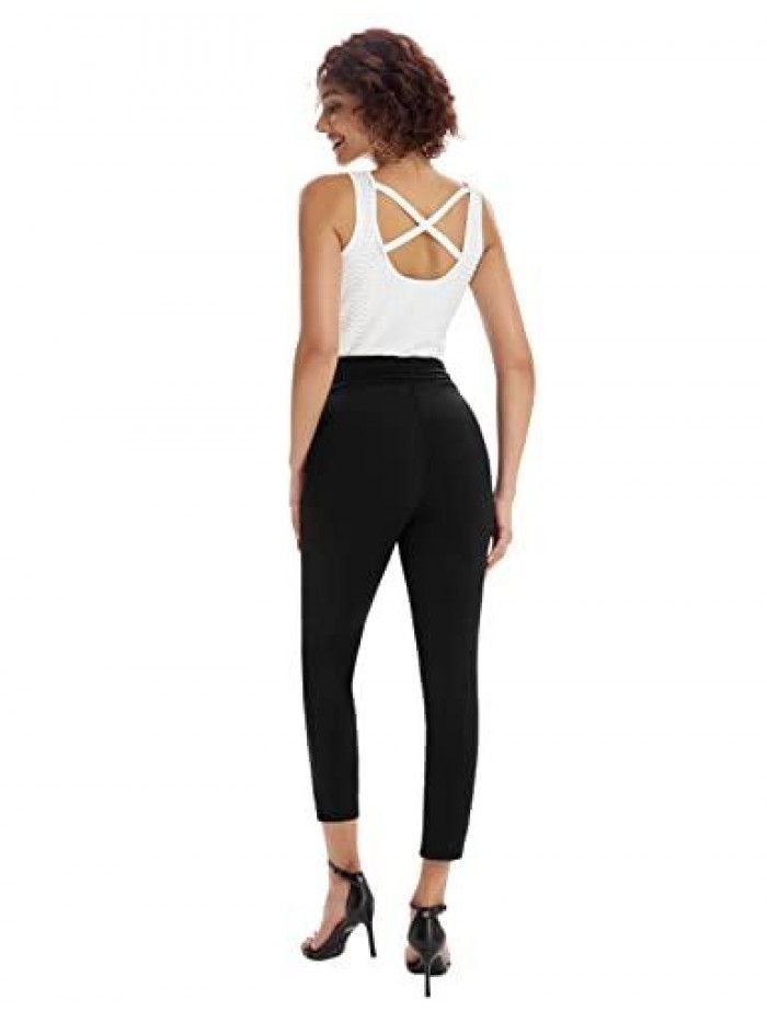 KARIN Women Cross High Waist Stretch Skinny Pant Business Casual Work Office Yoga Leggings Fit Leg Trousers 