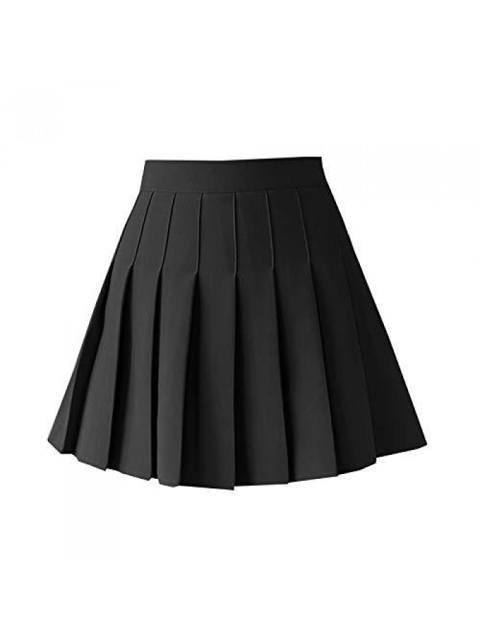 Women's High Waist Pleated Mini Skirt Skater Tennis Skirt 