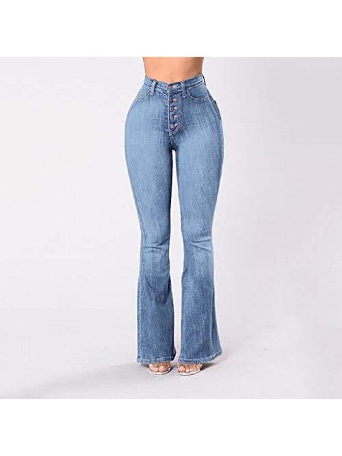 Off Denim Women High Waiste Casual Slim Hole Plus Size Leggings Pants 