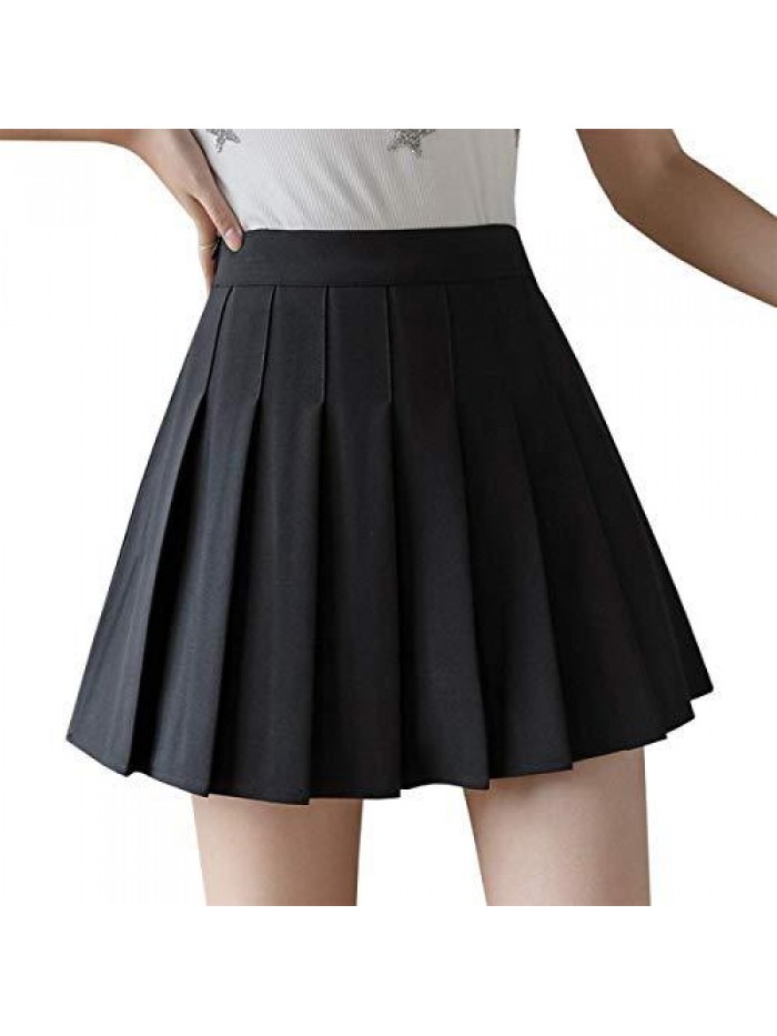 Women's High Waist Pleated Mini Skirt Skater Tennis Skirt 