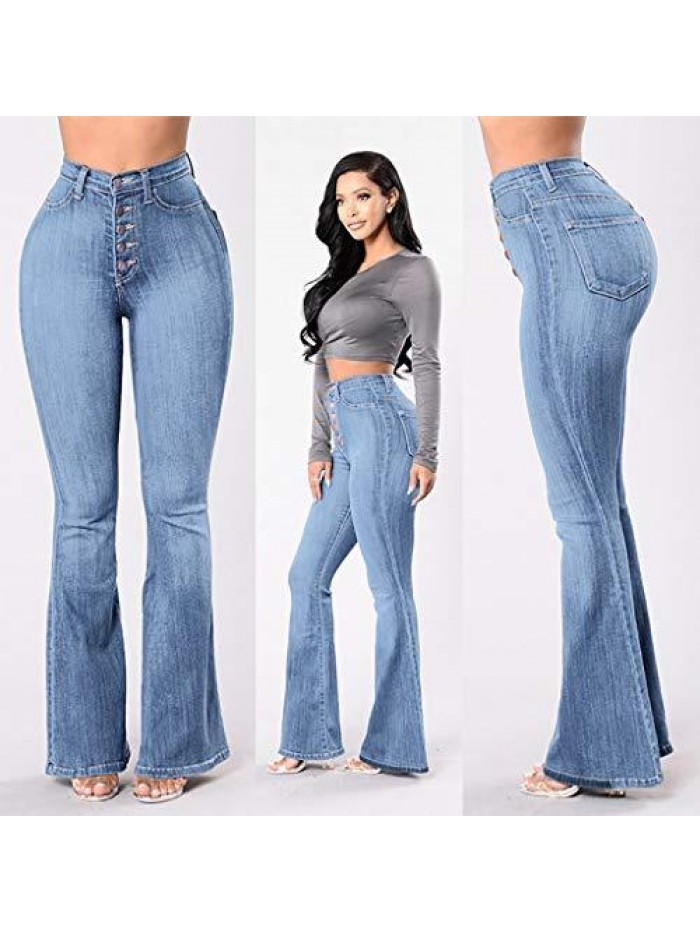 Off Denim Women High Waiste Casual Slim Hole Plus Size Leggings Pants 