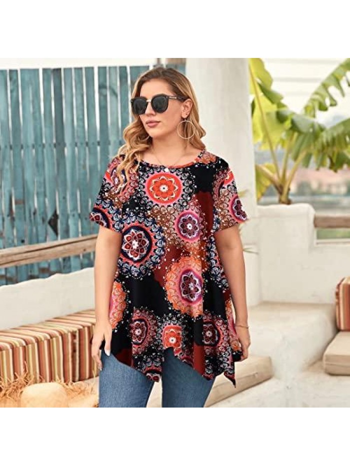 Womens Swing Tunic Tops Loose Fit Comfy Flattering T Shirt 