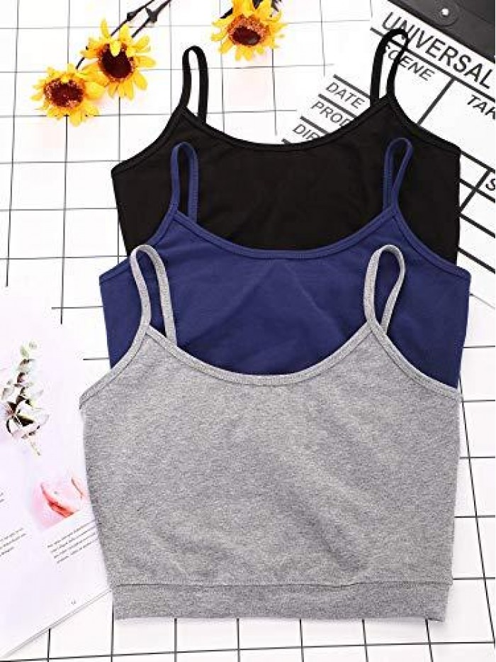 3 Pieces Women Crop Tank Top Spaghetti Strap Tank Top Half Camisole Cami Tank Top for Sports Yoga Sleeping 