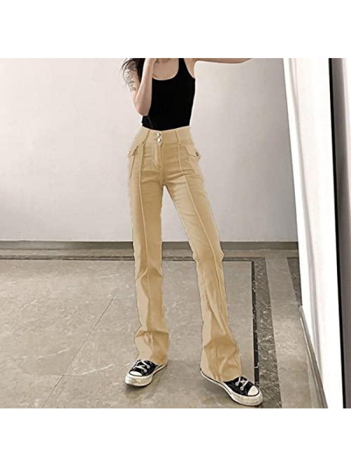 Low Rise Flare Pants for Women Bell Bottom Black Bootcut Leggings Y2k 