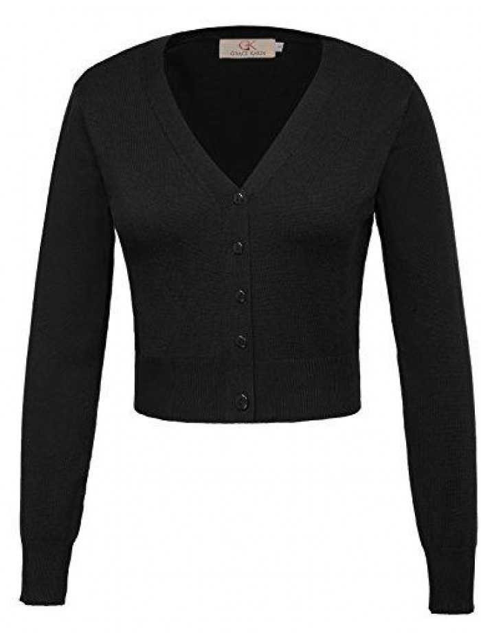 KARIN Women's Open Front Knit Cropped Bolero Shrug Cardigan Sweater Long Sleeve (S-4XL) 