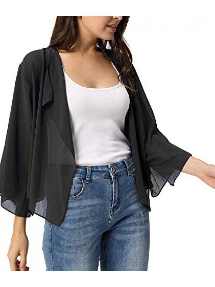 Kasin Women Summer Cardigans Chiffon Loose Kimono Cardigan Capes Bolero Shrug 