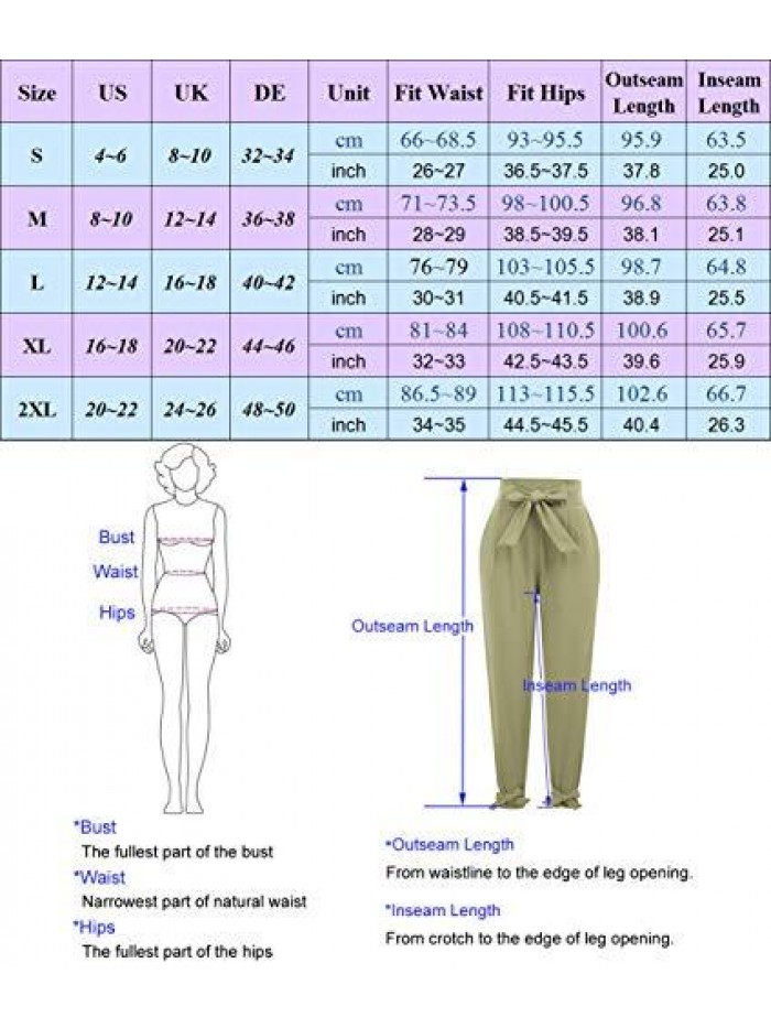 KARIN Women's Casual Pants Solid High Waist Self Tie Belted Pencil Trouser 