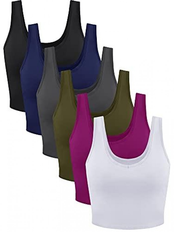 6 Pieces Women Basic Workout Crop Tank Tops Sleeveless Racerback Sport Tank Top for Women Yoga Running 